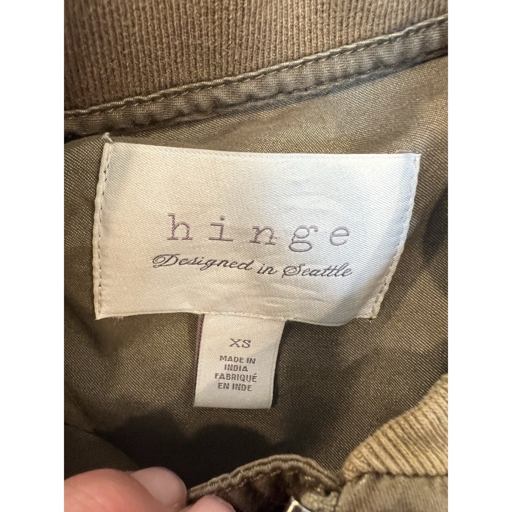 Hinge Olive Bomber Jacket Women's XS Zip Front Lightweight Seattle - Picture 10 of 12
